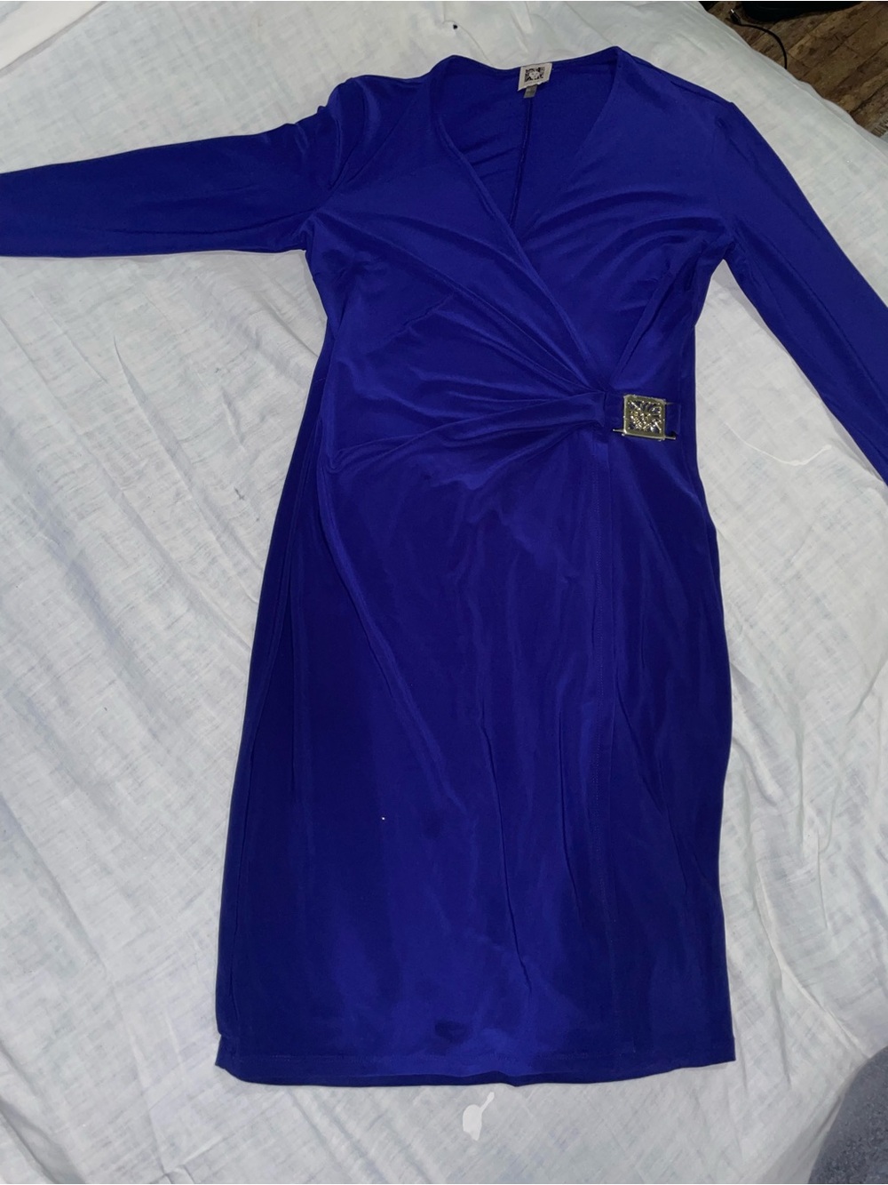 Elegant Royal Blue Long-Sleeve Dress